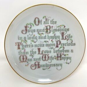 Vintage Lasting Memories Porcelain Happy Anniversary 6” Plate